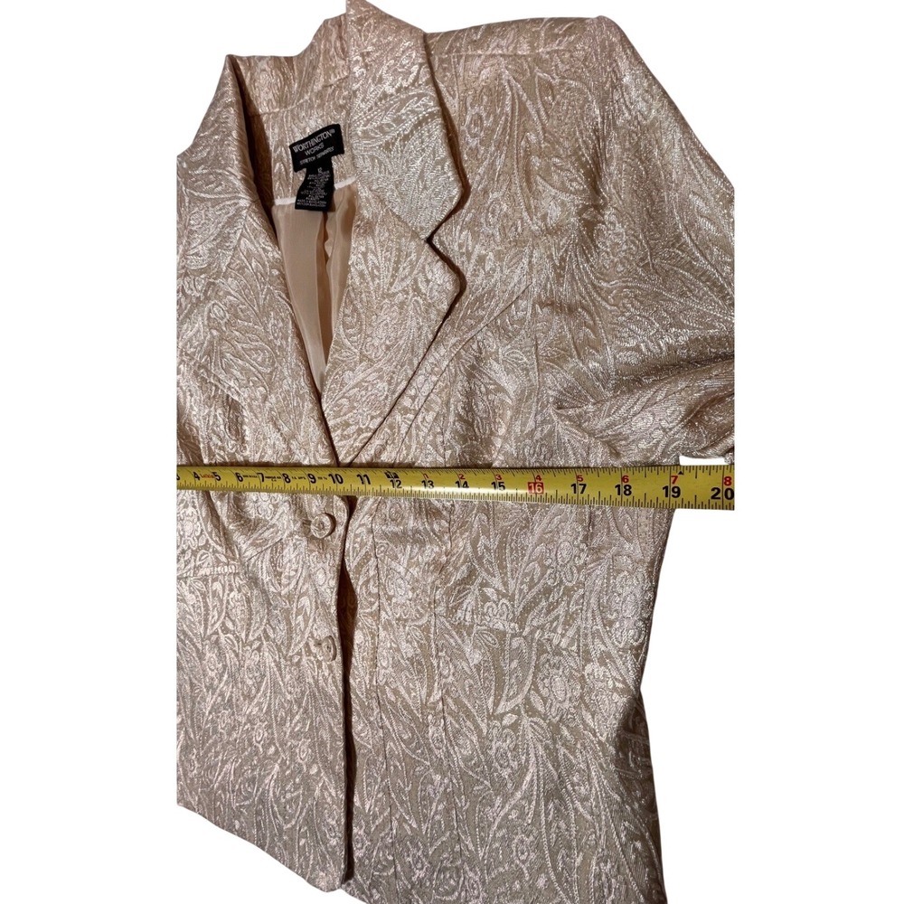 Gold‎ Brocade Paisley Blazer Size 12 Metallic Jacquard Evening Jacket - Picture 12 of 15